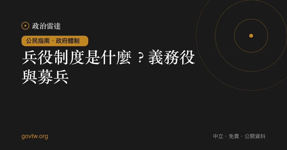 兵役制度是什麼？義務役與募兵｜政治雷達公民指南