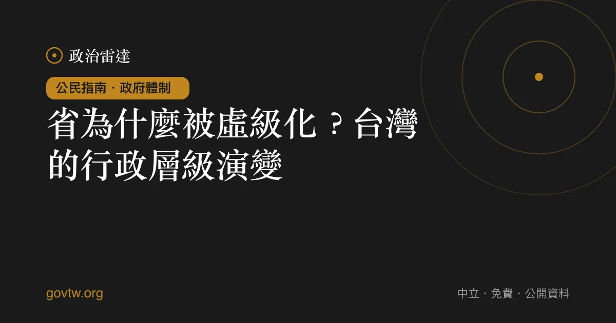 省為什麼被虛級化？台灣的行政層級演變｜政治雷達公民指南