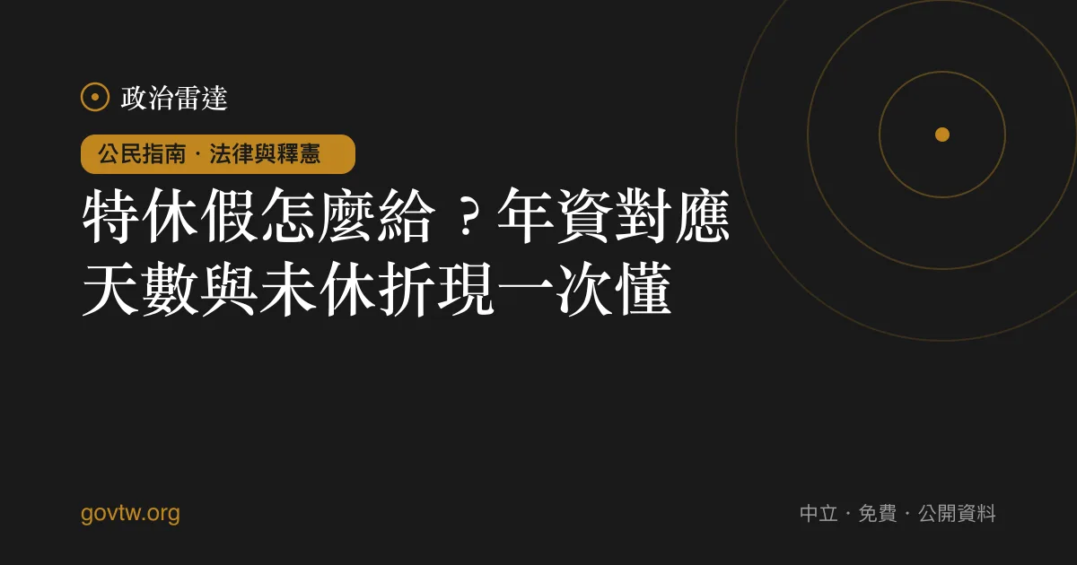 特休假怎麼給？年資對應天數與未休折現一次懂｜政治雷達公民指南