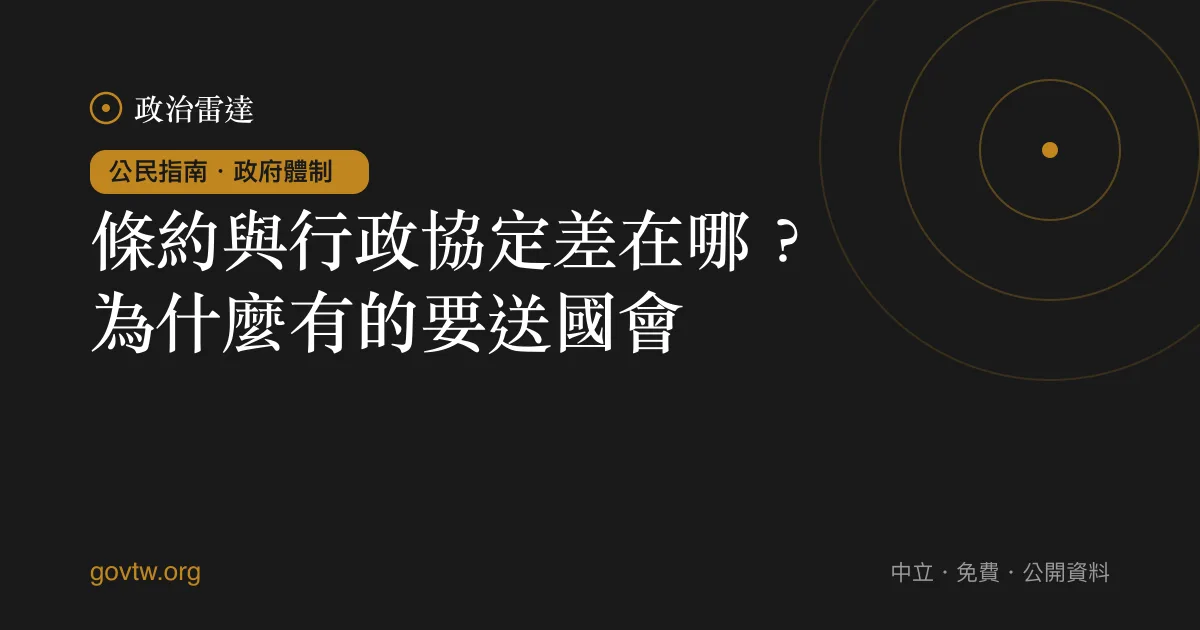 條約與行政協定差在哪？為什麼有的要送國會｜政治雷達公民指南