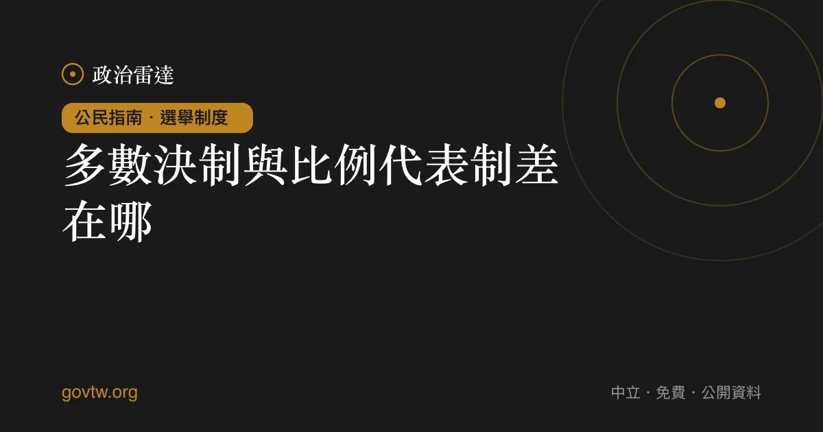 多數決制與比例代表制差在哪？｜政治雷達公民指南
