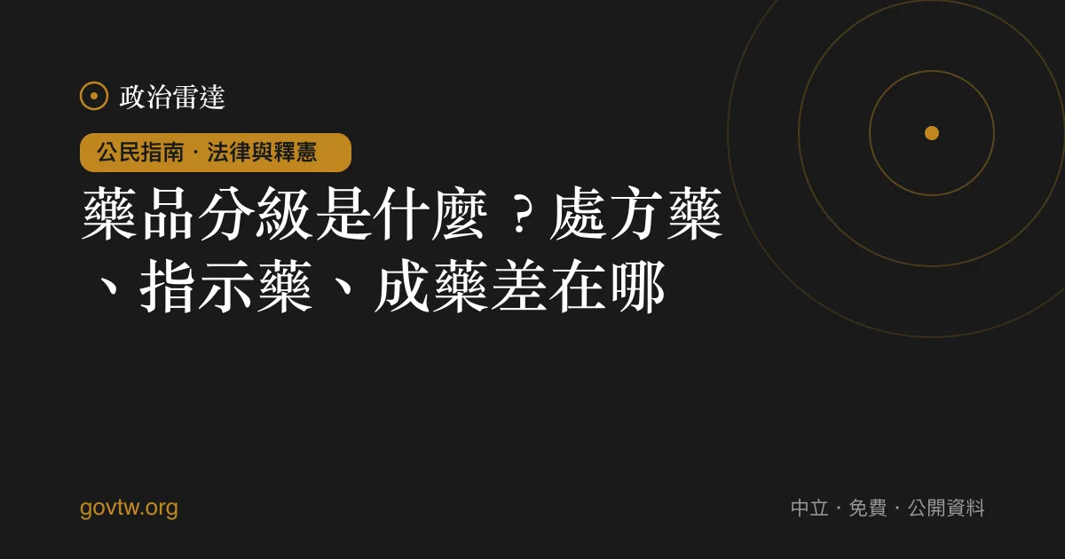 藥品分級是什麼？處方藥、指示藥、成藥差在哪？｜政治雷達公民指南